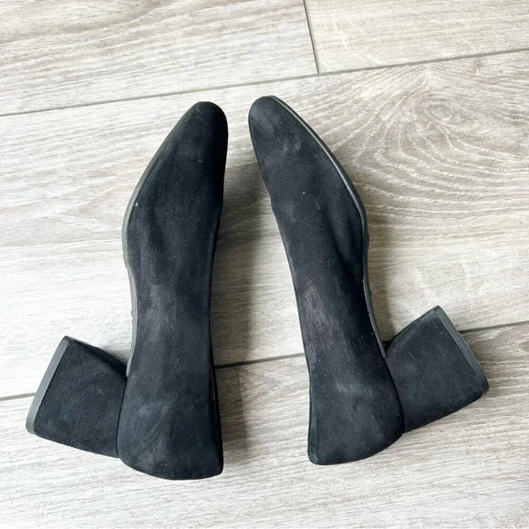 Wonders Black Suede Block Chunky Heel Pumps Made in  Spain - Picture 10 of 14